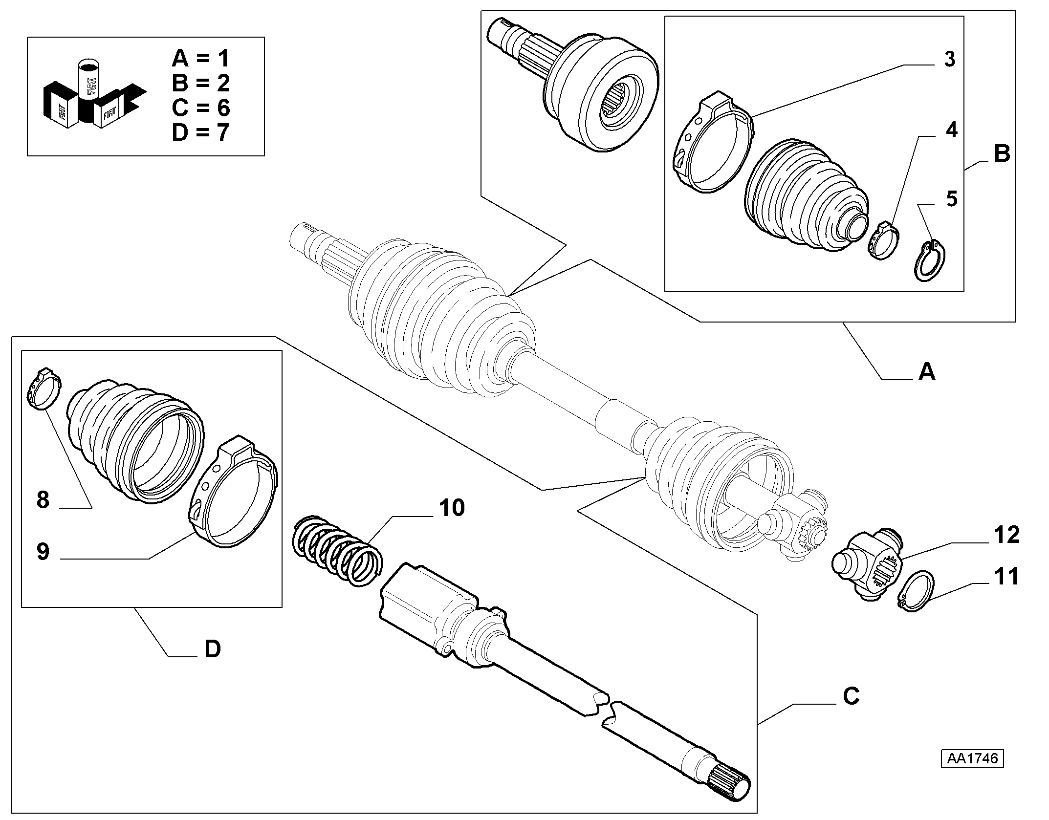 FIAT 71771174 - Шарнирный комплект, ШРУС, приводной вал autospares.lv