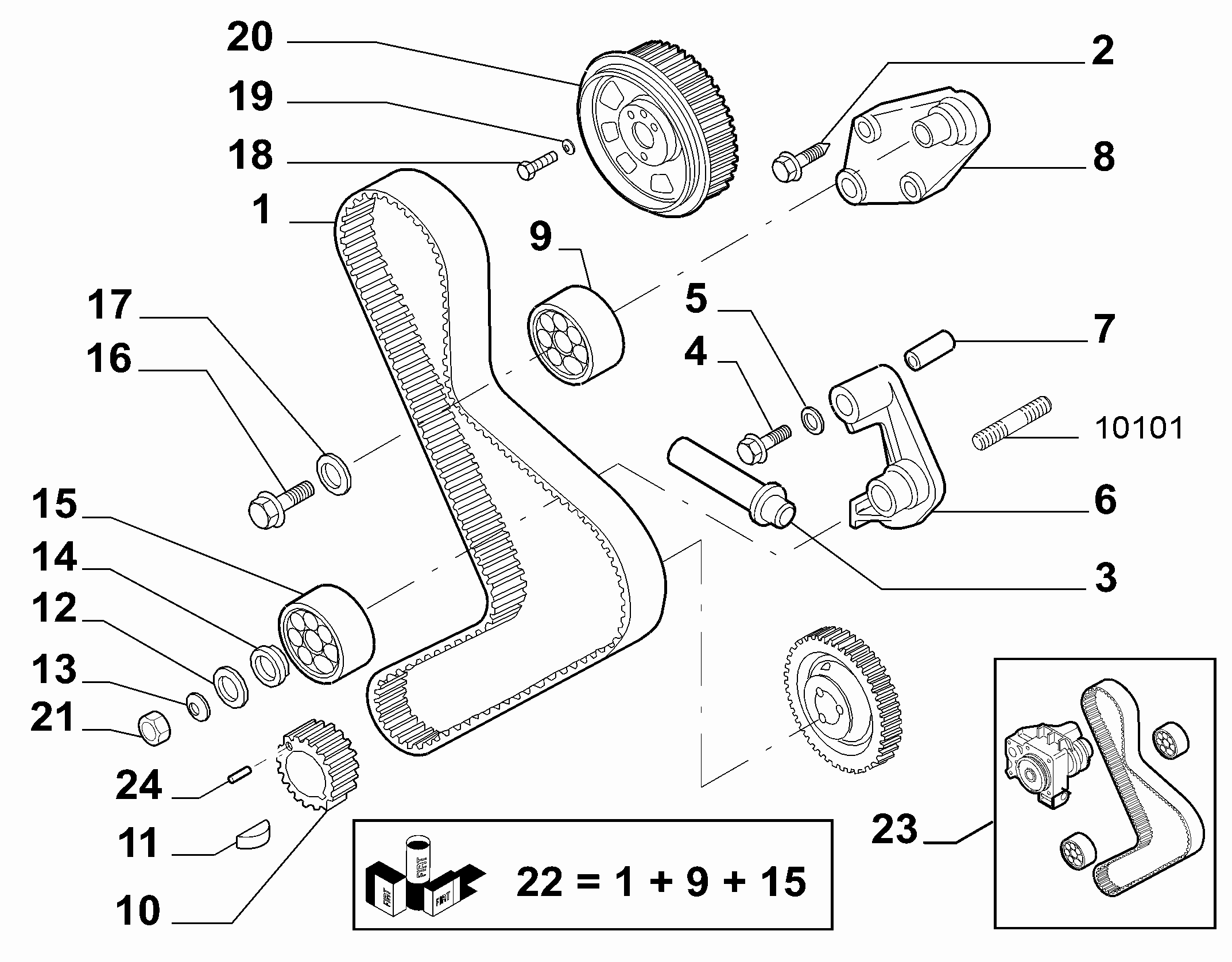 FIAT / LANCIA 99461358 - Натяжной ролик, зубчатый ремень ГРМ autospares.lv