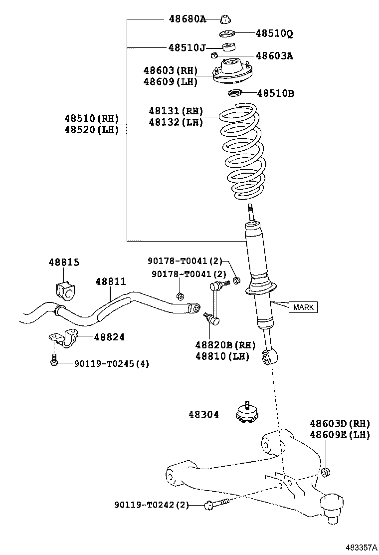 TOYOTA 48810-0K020 - Тяга / стойка, стабилизатор autospares.lv