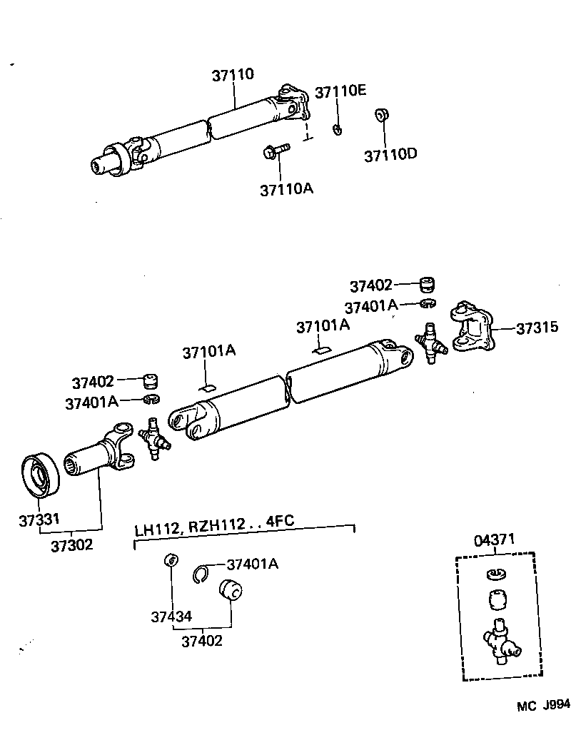 TOYOTA 37110-26400 - Карданный шарнир с крестовиной autospares.lv