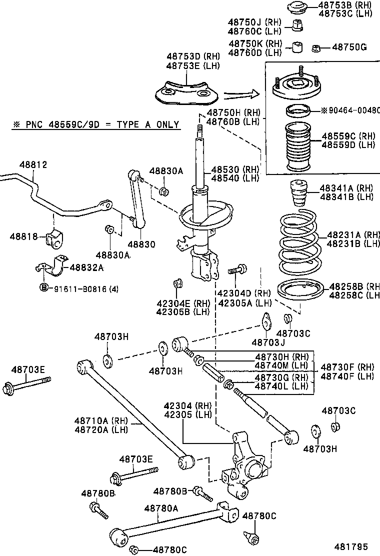 TOYOTA 48830-05010 - Тяга / стойка, стабилизатор autospares.lv