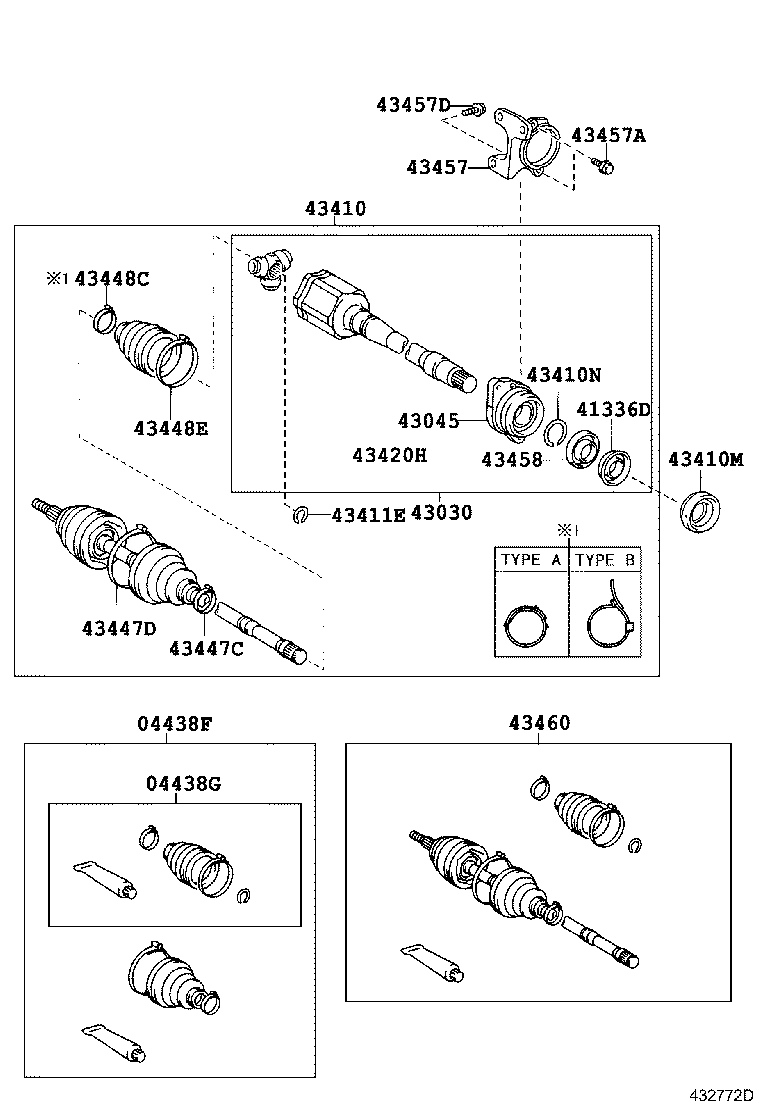 TOYOTA 4347080286 - Шарнирный комплект, ШРУС, приводной вал autospares.lv