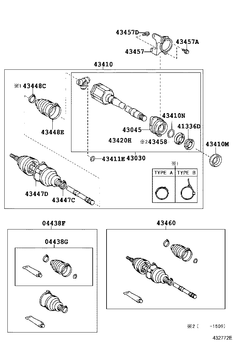 TOYOTA 4303044021 - Шарнирный комплект, ШРУС, приводной вал autospares.lv