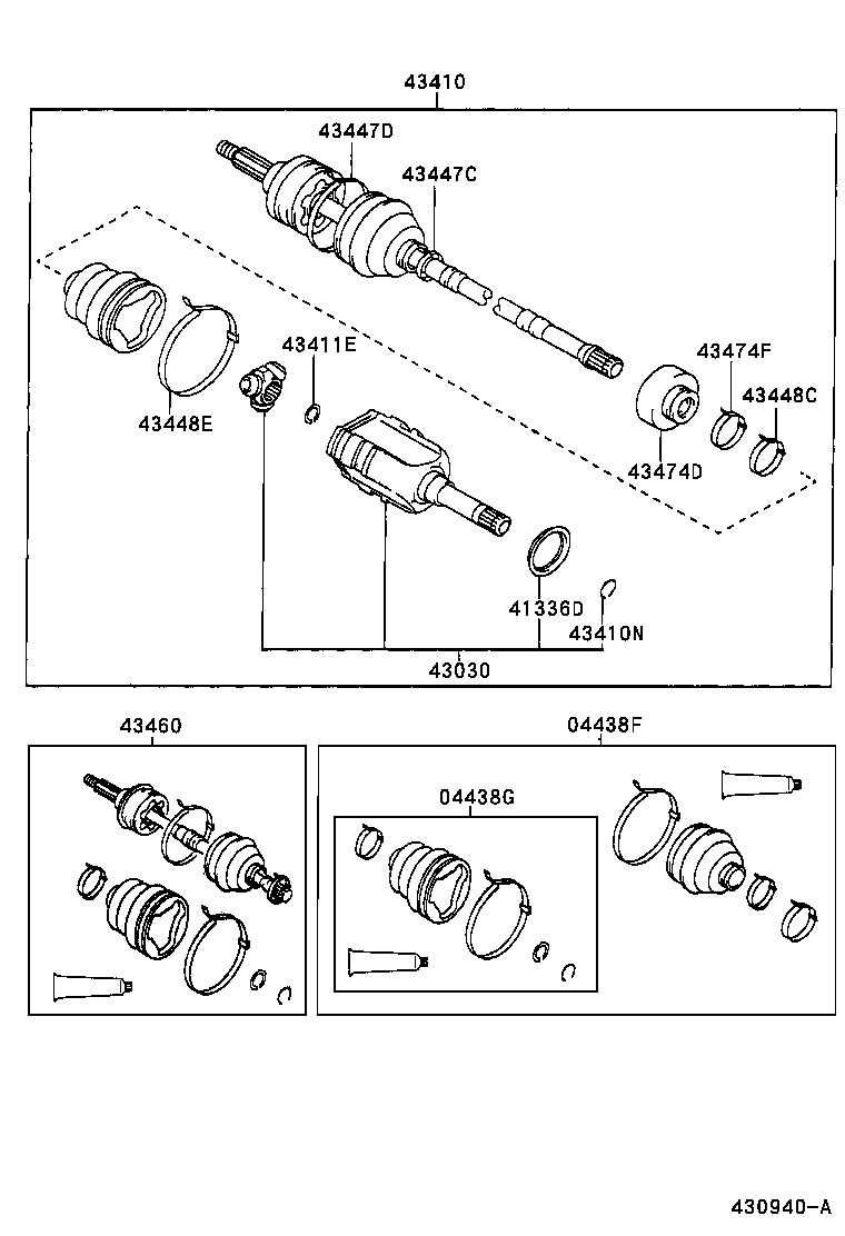 TOYOTA 43460-09G40 - Шарнирный комплект, ШРУС, приводной вал autospares.lv