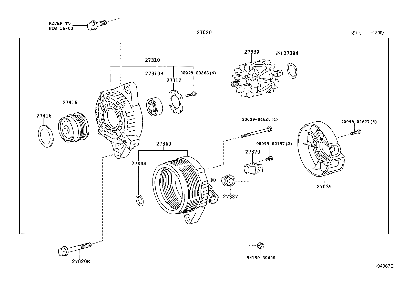 LEXUS 27060-37210 - Шкив генератора, муфта autospares.lv