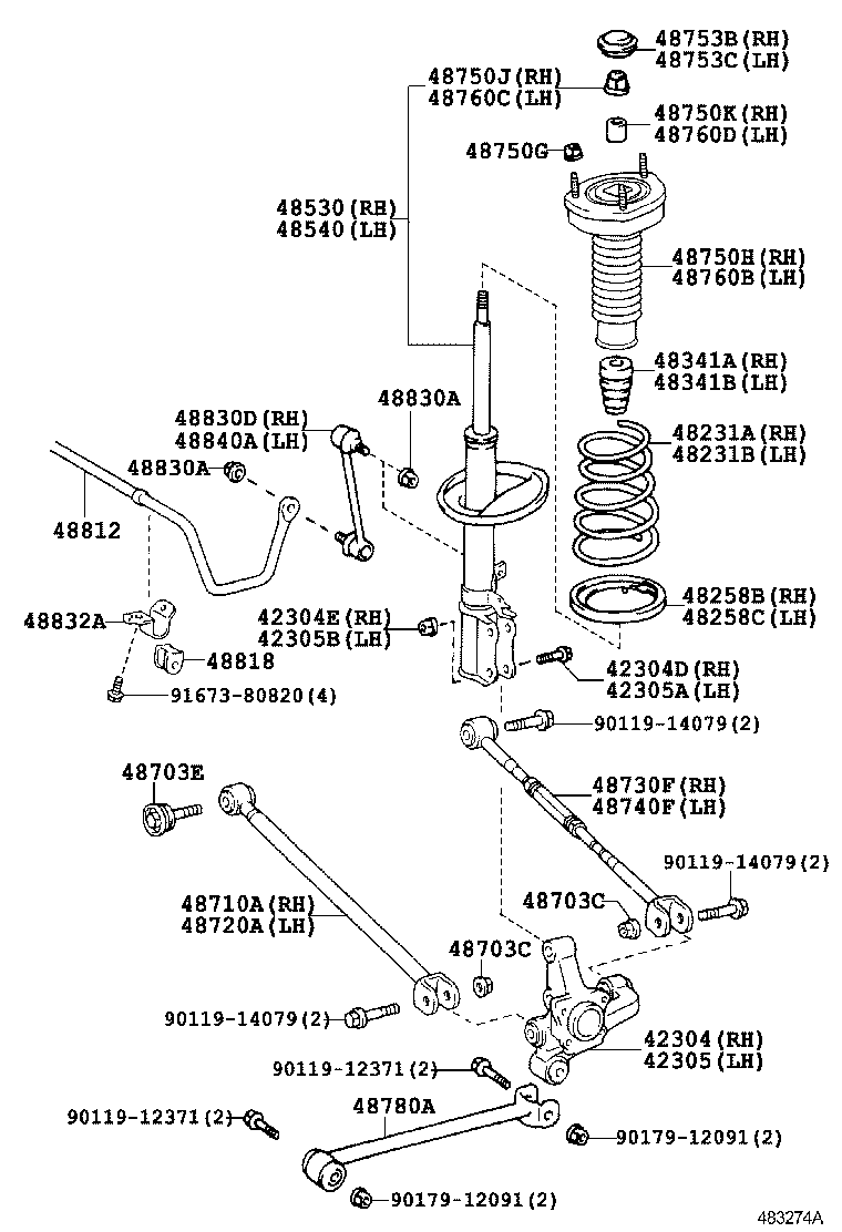 TOYOTA 48750-33130 - Опора стойки амортизатора, подушка autospares.lv