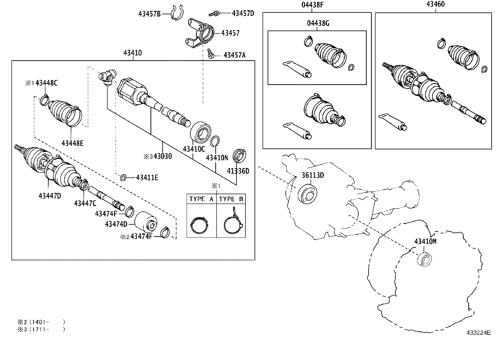 TOYOTA 4341042200 - Шарнирный комплект, ШРУС, приводной вал autospares.lv