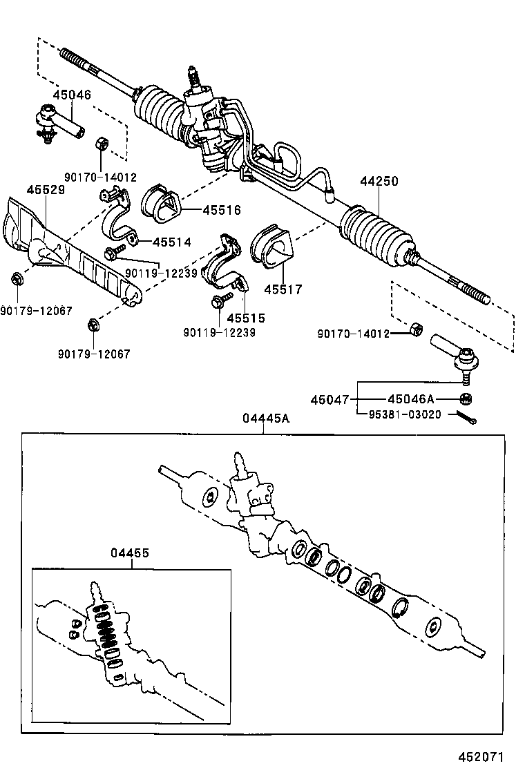 TOYOTA 44250-12580 - Рулевой механизм, рейка autospares.lv