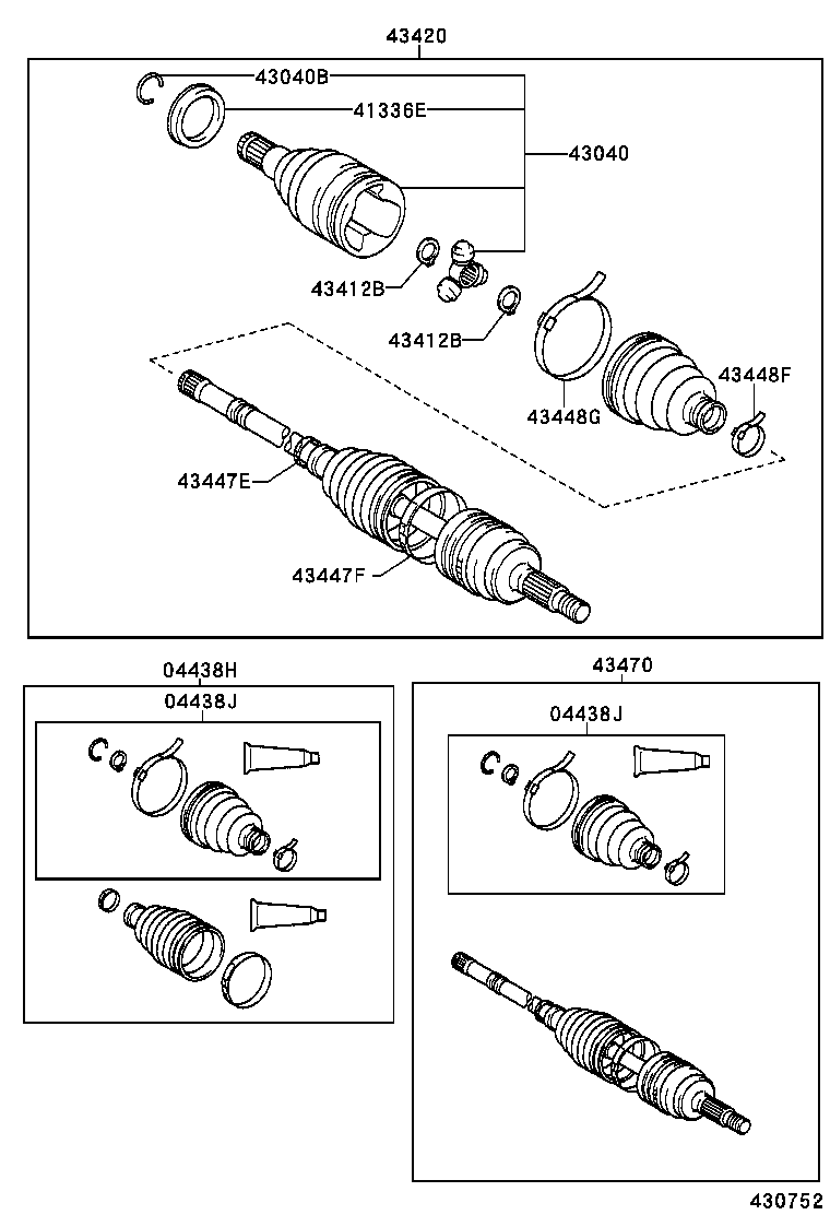 TOYOTA 43420-0D020 - Шарнирный комплект, ШРУС, приводной вал autospares.lv