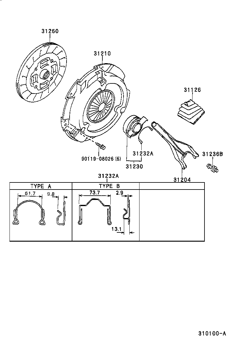 TOYOTA 31230-32060 - Выжимной подшипник сцепления autospares.lv