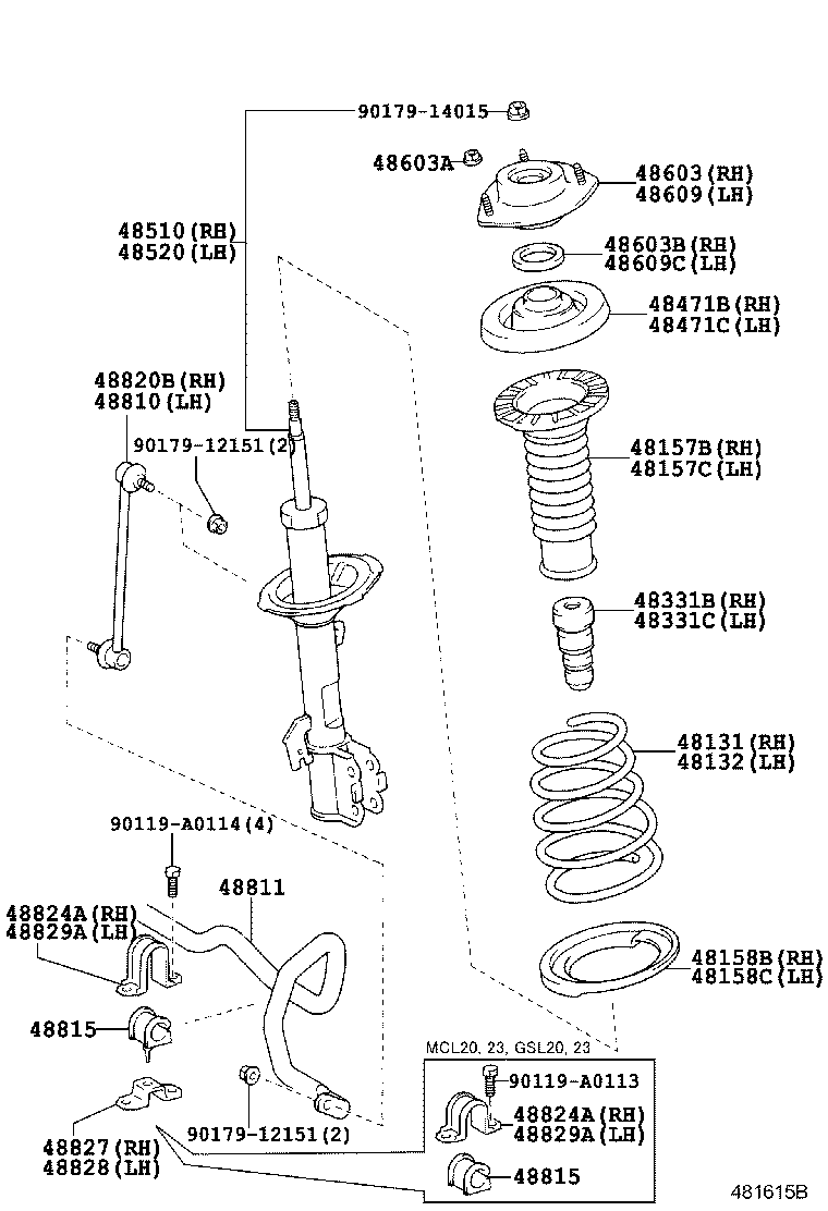 LEXUS 4860908020 - Опора стойки амортизатора, подушка autospares.lv