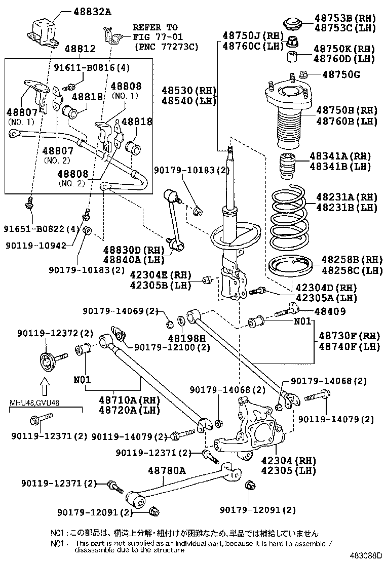 TOYOTA 48730-48160 - Рычаг подвески колеса autospares.lv