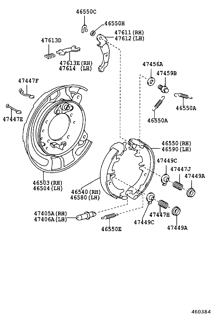 TOYOTA 46590-44010 - Комплект тормозов, ручник, парковка autospares.lv