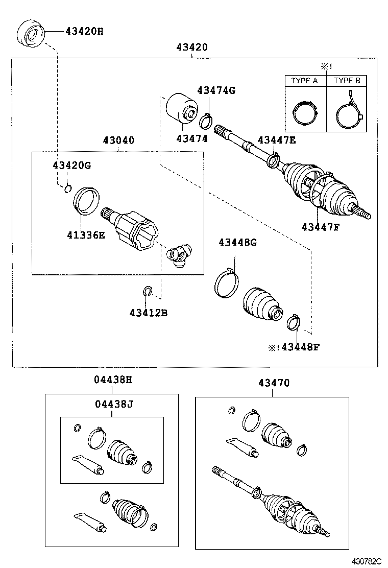 TOYOTA 4304028010 - Шарнирный комплект, ШРУС, приводной вал autospares.lv