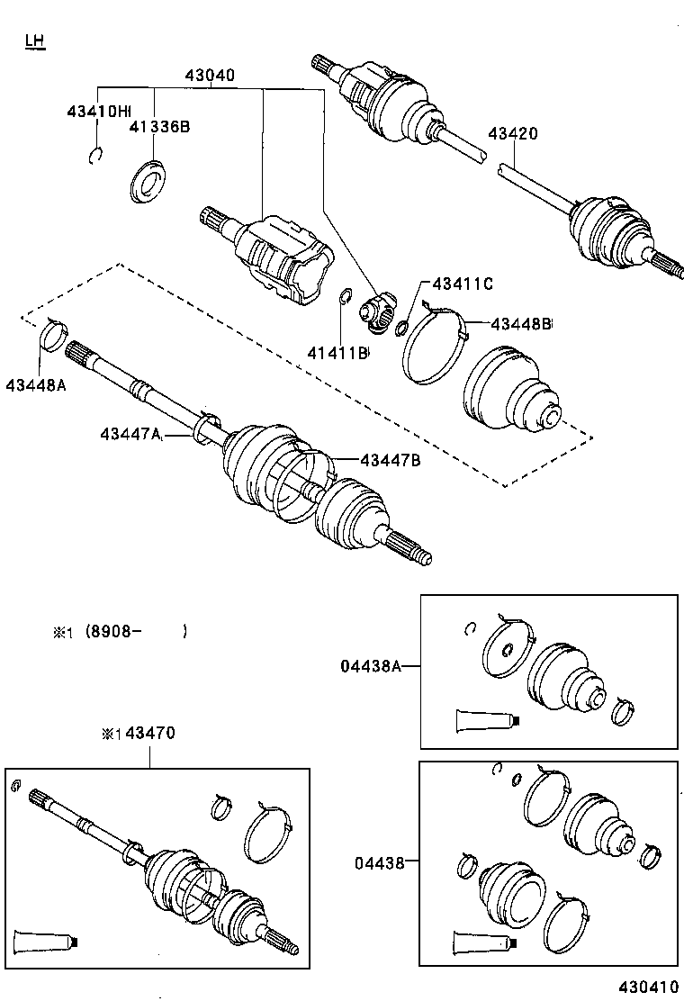 TOYOTA 43040-20020 - Шарнирный комплект, ШРУС, приводной вал autospares.lv