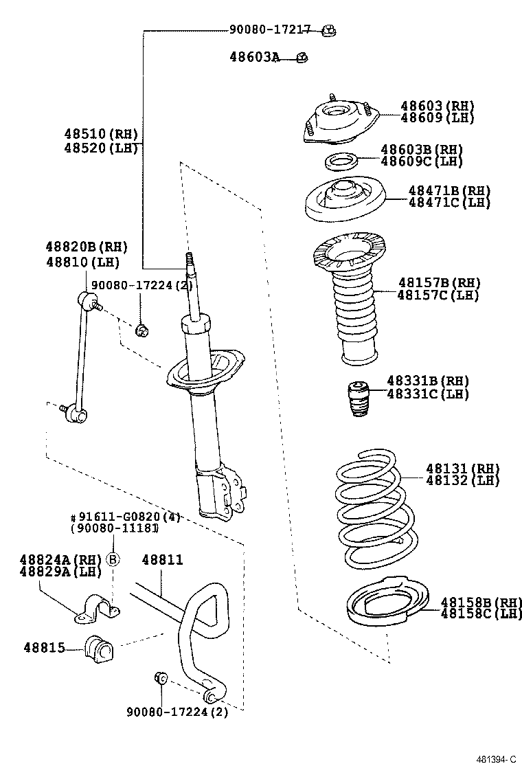 TOYOTA 90080-36070 - Опора стойки амортизатора, подушка autospares.lv