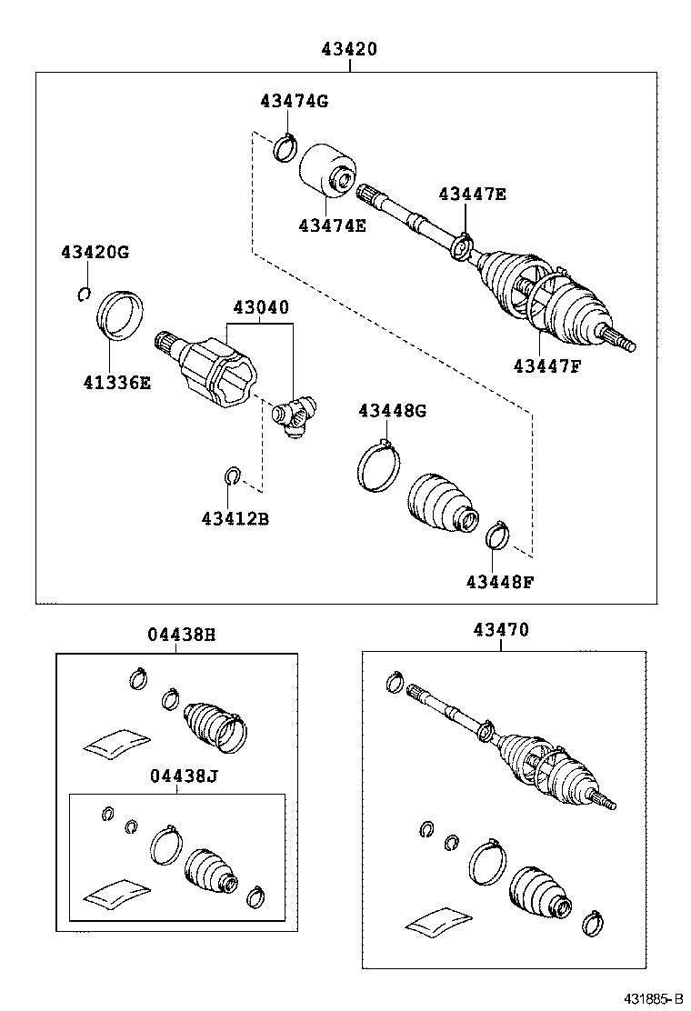 TOYOTA 43040-0W040 - Шарнир, ШРУС, приводной вал autospares.lv