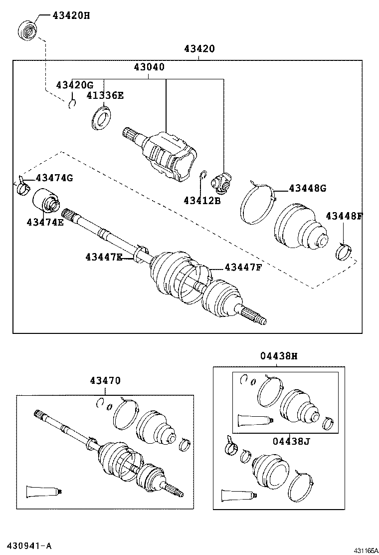 TOYOTA 43470-09N40 - Шарнирный комплект, ШРУС, приводной вал autospares.lv