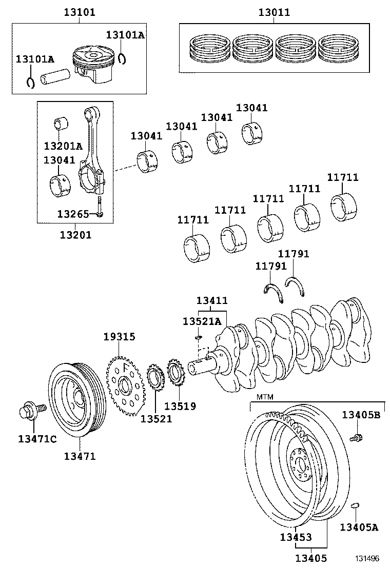 TOYOTA 13521-37010 - Комплект цепи привода распредвала autospares.lv