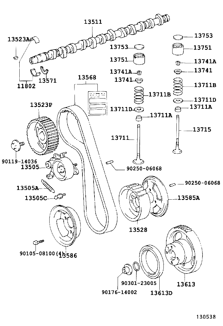 TOYOTA 13568 19065 - Зубчатый ремень ГРМ autospares.lv