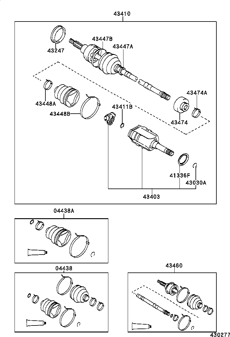 TOYOTA #43410-10091 - Шарнирный комплект, ШРУС, приводной вал autospares.lv