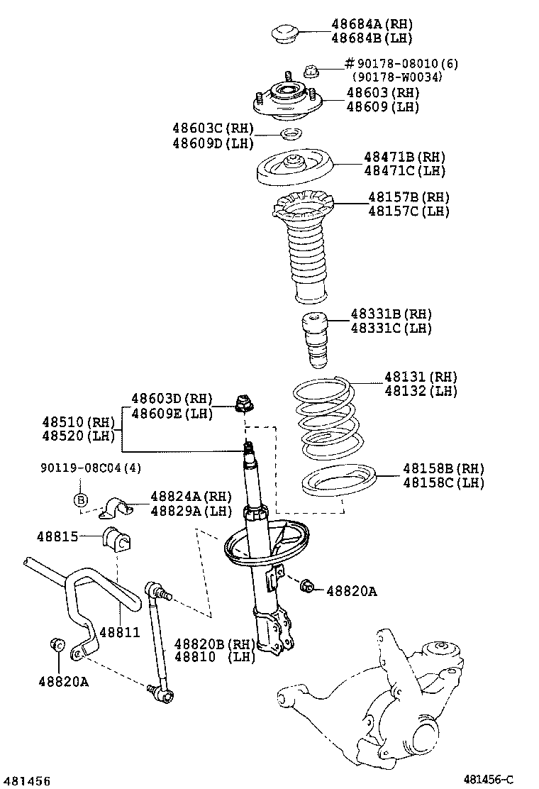 TOYOTA 90303-22002 - Опора стойки амортизатора, подушка autospares.lv