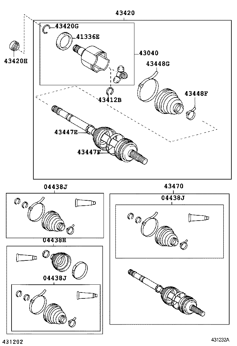 TOYOTA 43420-47020 - Шарнирный комплект, ШРУС, приводной вал autospares.lv