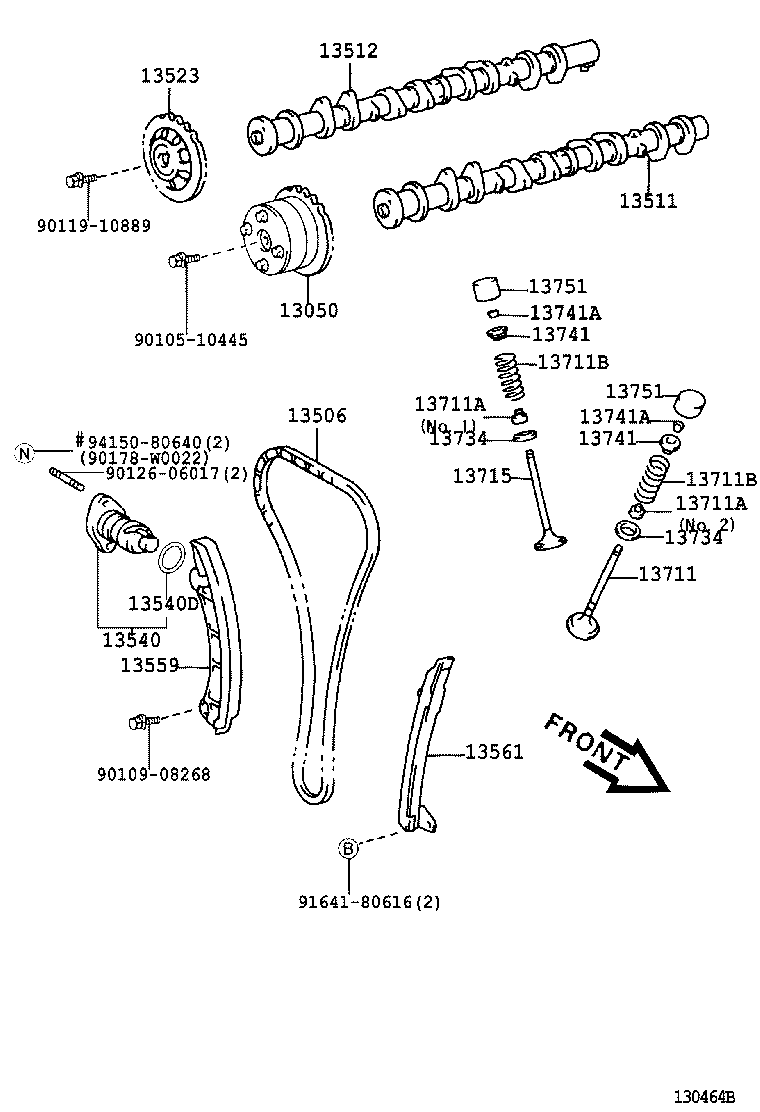 TOYOTA 13506-0D020 - Комплект цепи привода распредвала autospares.lv