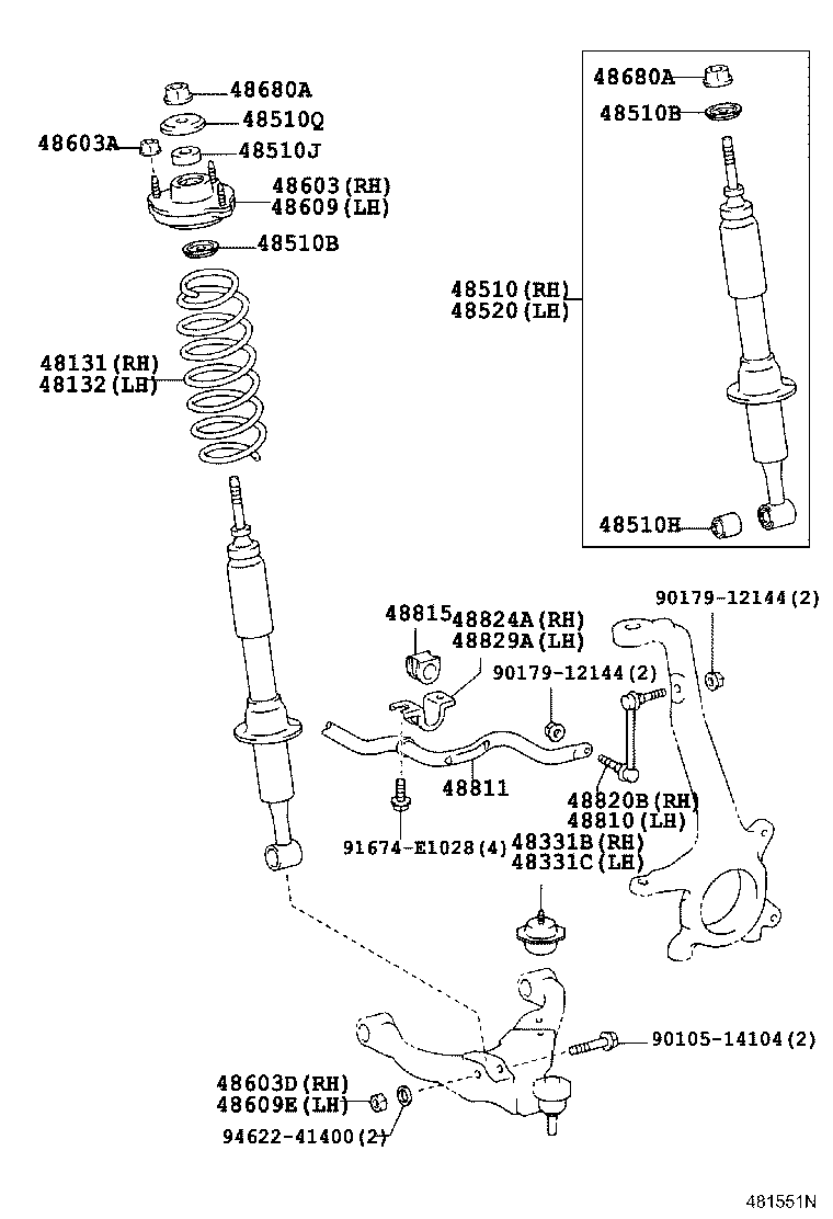 TOYOTA 4860960040 - Опора стойки амортизатора, подушка autospares.lv