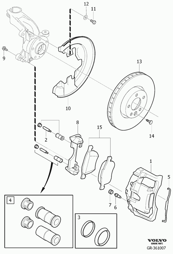 Volvo 30671591 - Комплект направляющей гильзы, тормозной поршень autospares.lv