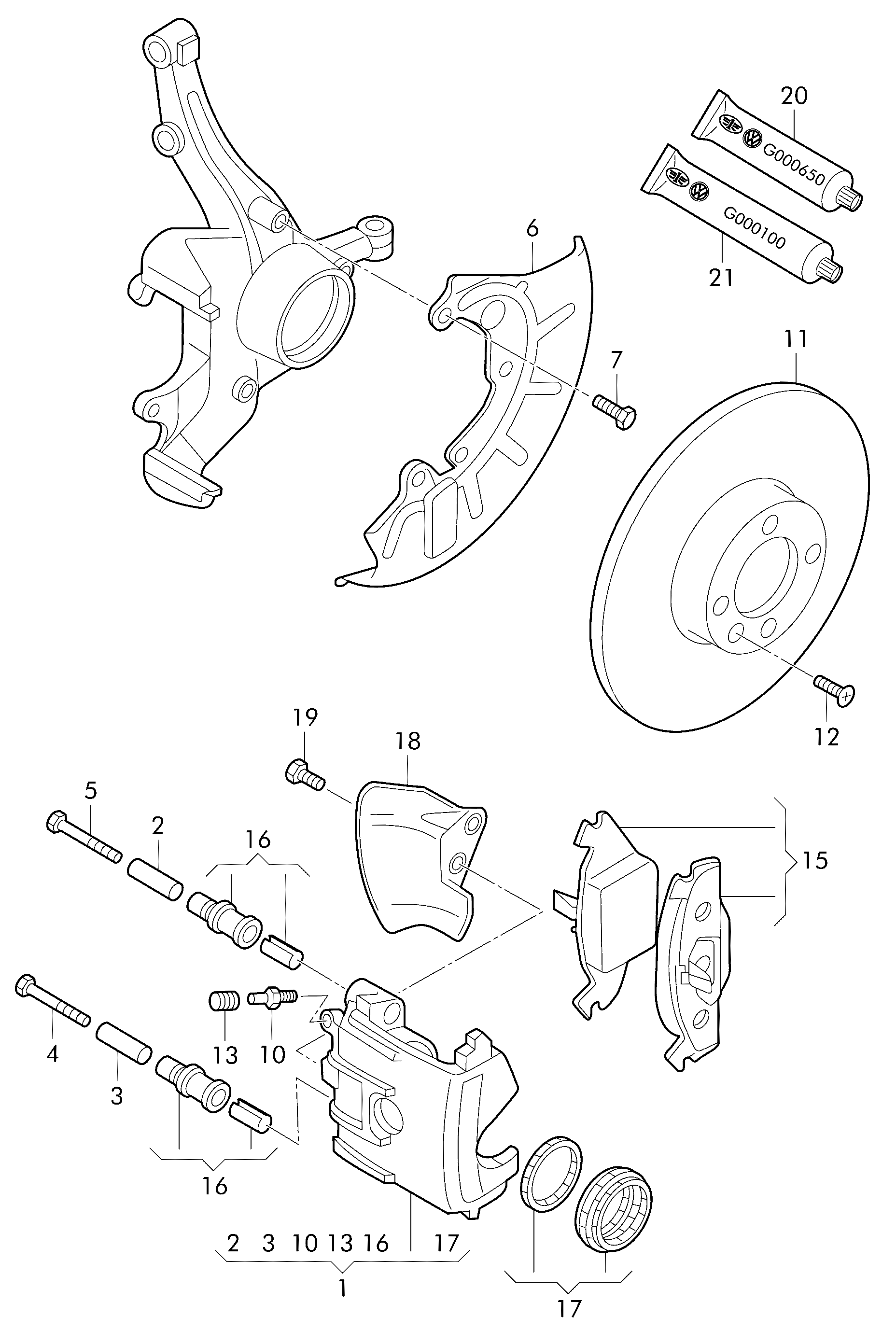 VAG 1J0 615 219 - Направляющий болт, корпус скобы тормоза autospares.lv