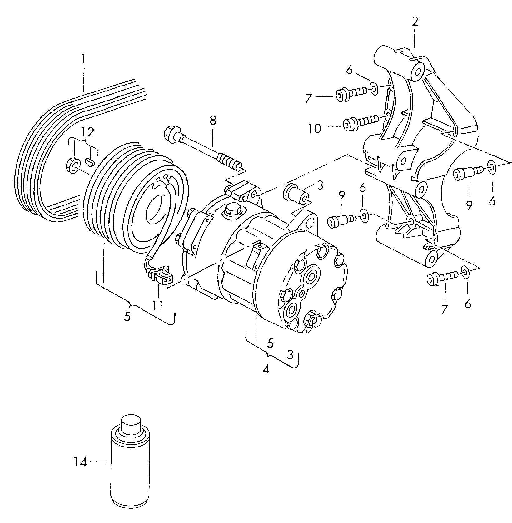 CUPRA 1H0820803F - A/C compressor with electro-magnetic coupling autospares.lv