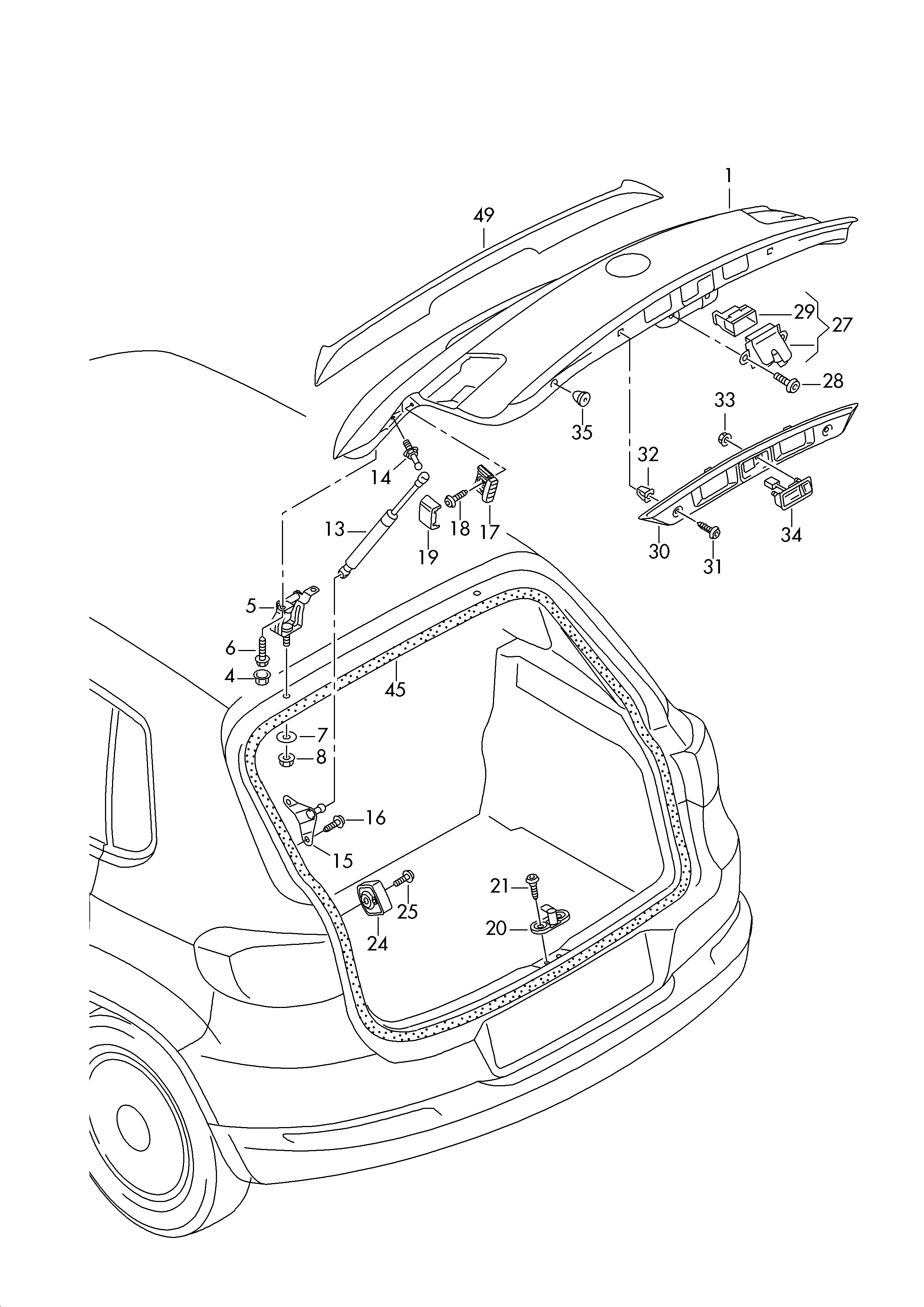 VAG 5N0 827 550D - Газовая пружина, упор autospares.lv