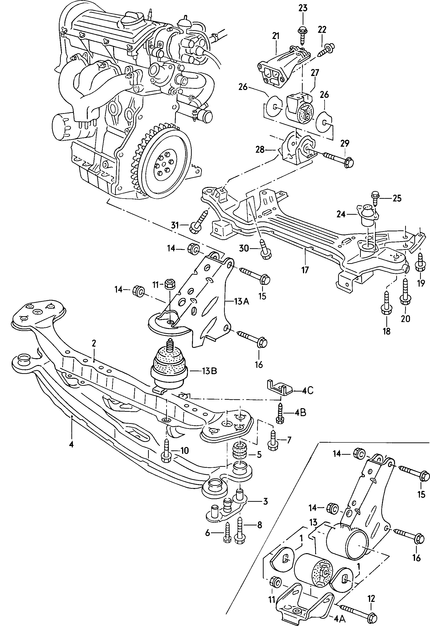 VW/SEAT 191199279E - Подушка, опора, подвеска двигателя autospares.lv