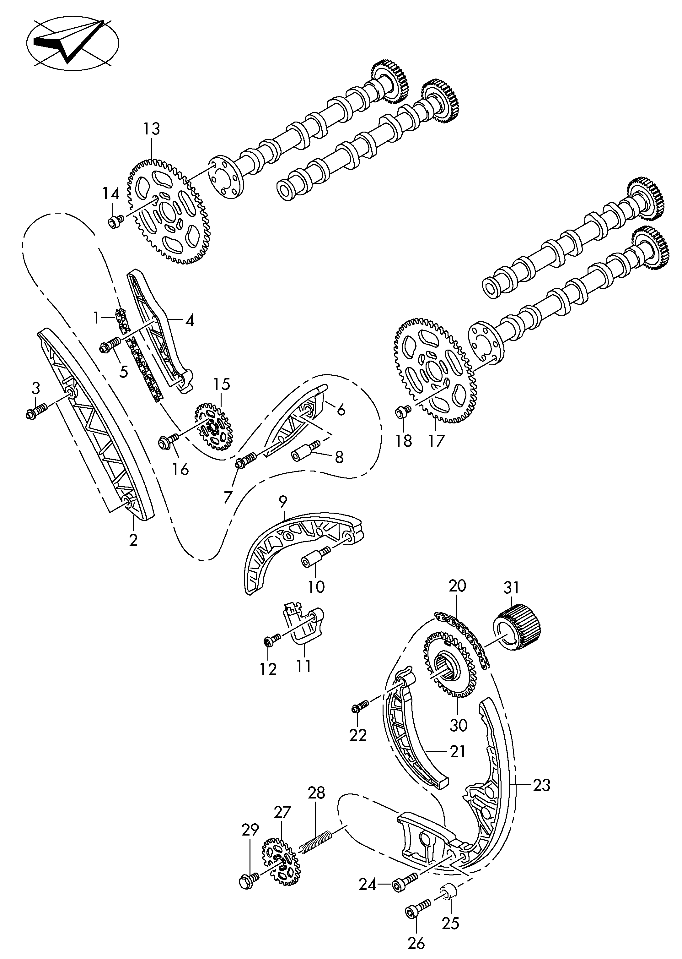 Seat 059 109 569 F - Комплект цепи привода распредвала autospares.lv