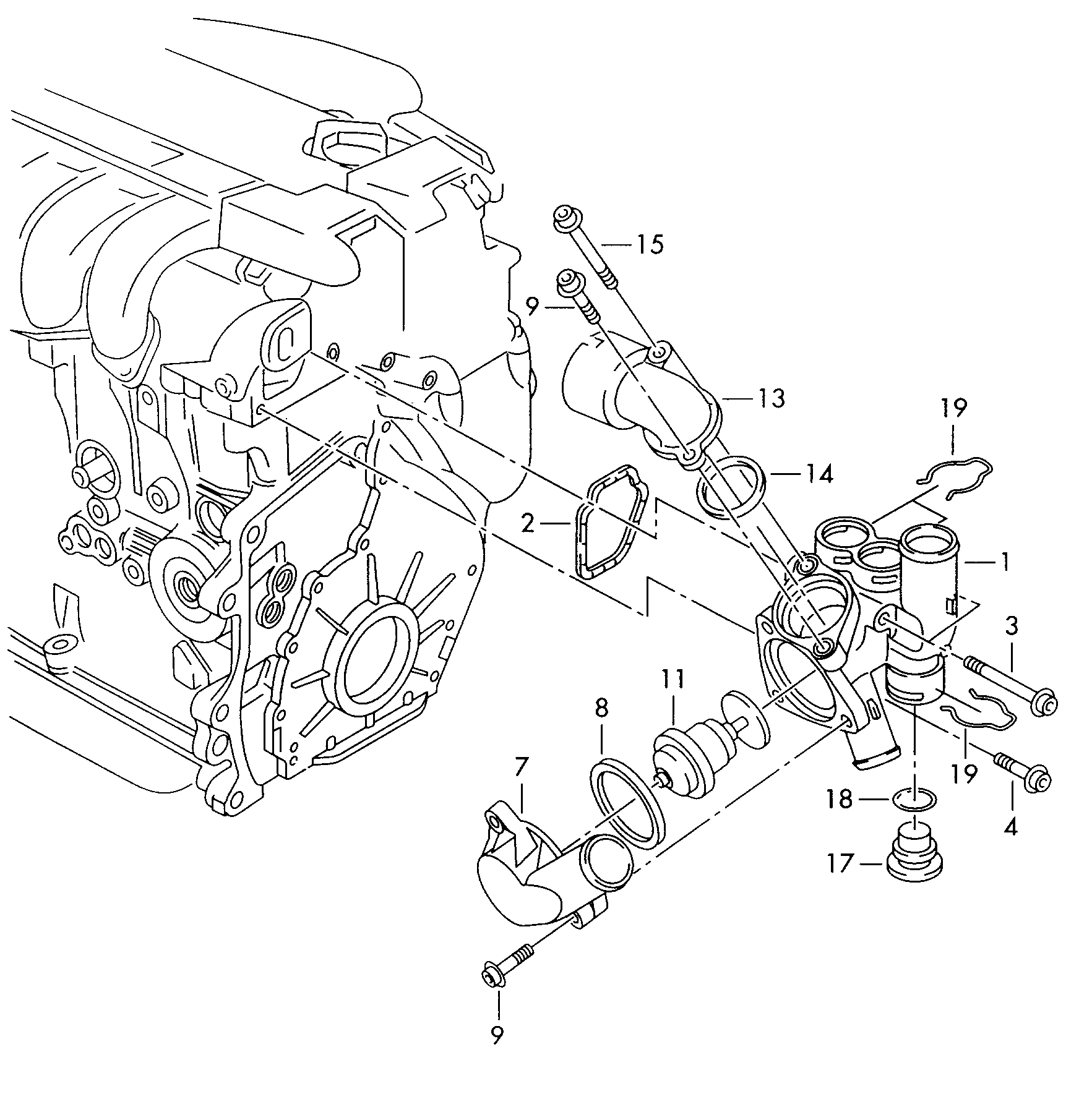 Seat 071 121 119 A - Прокладка, термостат autospares.lv