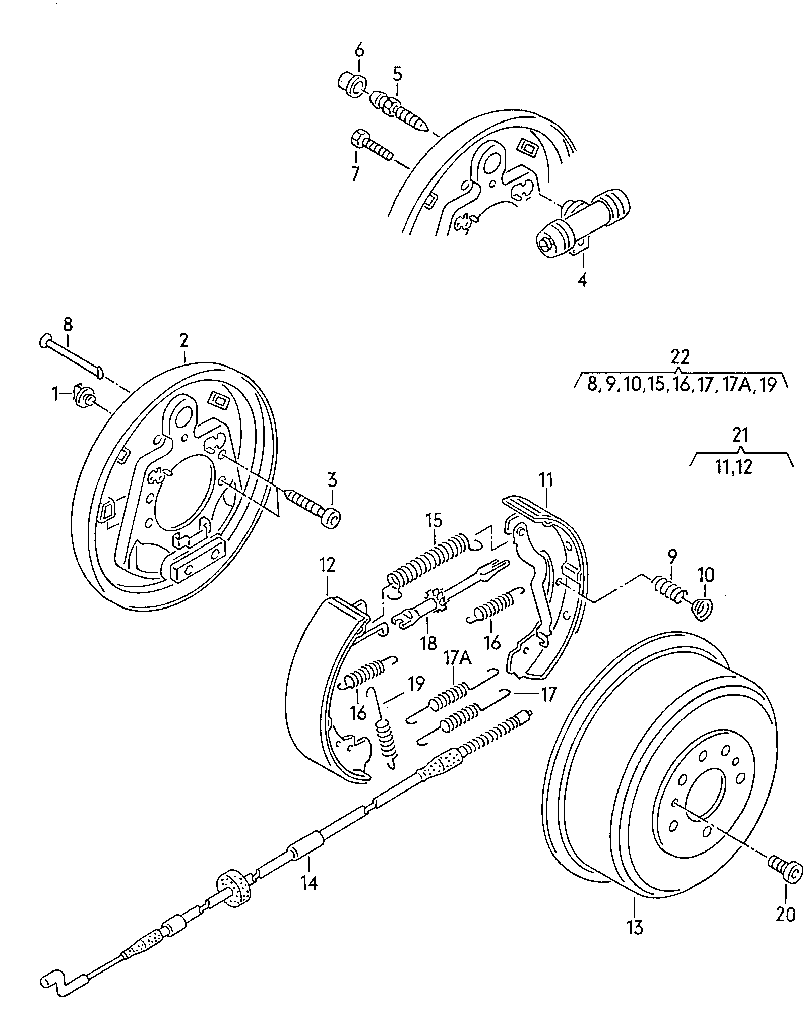 VAG 701 609 531 D - Комплект тормозных колодок, барабанные autospares.lv