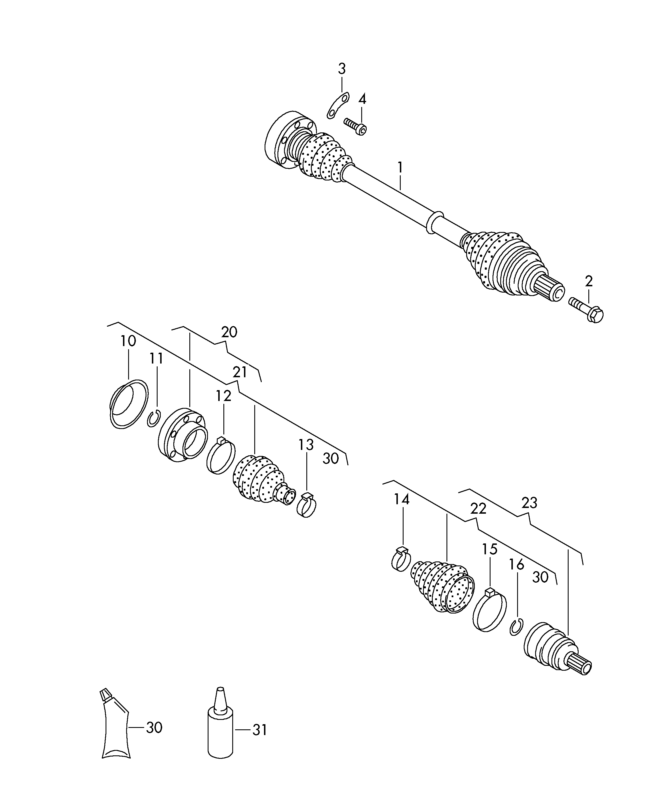 AUDI 1K0498099J - Шарнирный комплект, ШРУС, приводной вал autospares.lv